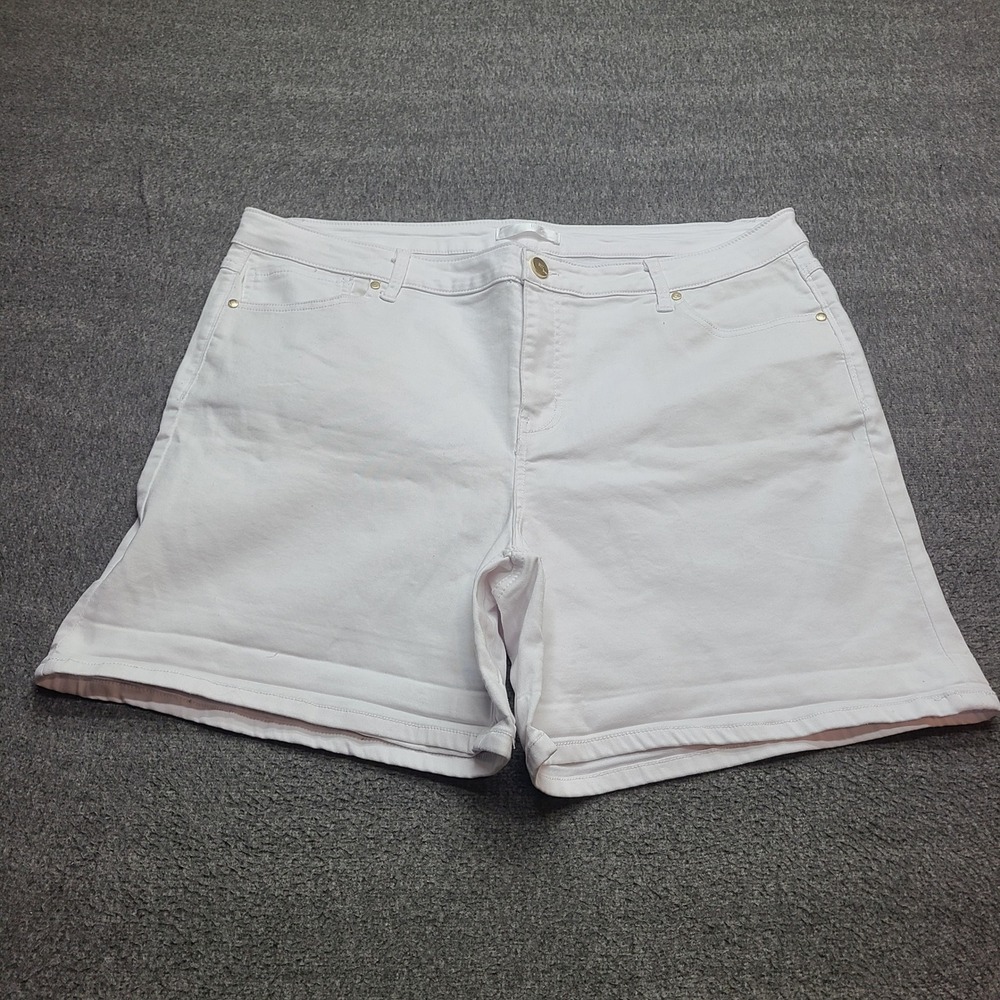 1822 Denim Shorts Womens 22W White New Ultra Soft Stretch High Rise Casual